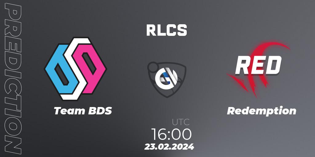 Team BDS vs Redemption: Match Prediction. 23.02.2024 at 16:00, Rocket League, RLCS 2024 - Major 1: Europe Open Qualifier 2