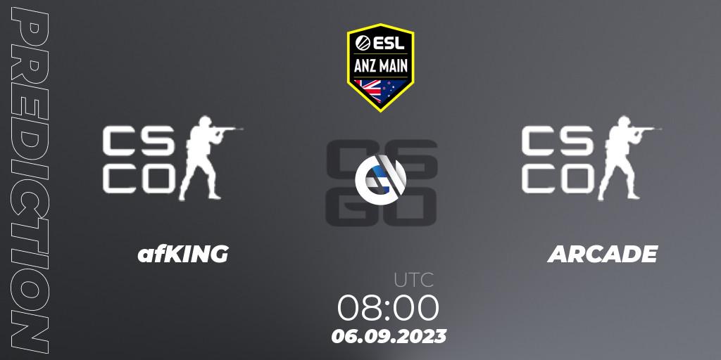 afKING vs ARCADE: Match Prediction. 06.09.2023 at 08:00, Counter-Strike (CS2), ESL ANZ Main Season 17