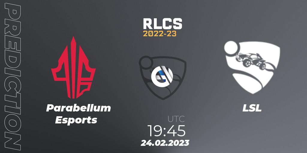 Parabellum Esports vs LSL: Match Prediction. 24.02.23, Rocket League, RLCS 2022-23 - Winter: South America Regional 3 - Winter Invitational