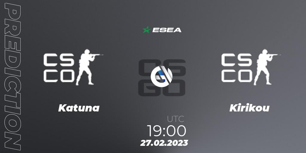 Katuna vs Kirikou: Match Prediction. 02.03.2023 at 15:00, Counter-Strike (CS2), ESEA Season 44: Advanced Division - Europe