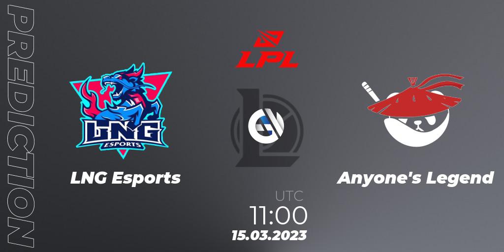 LNG Esports vs Anyone's Legend: Match Prediction. 15.03.23, LoL, LPL Spring 2023 - Group Stage