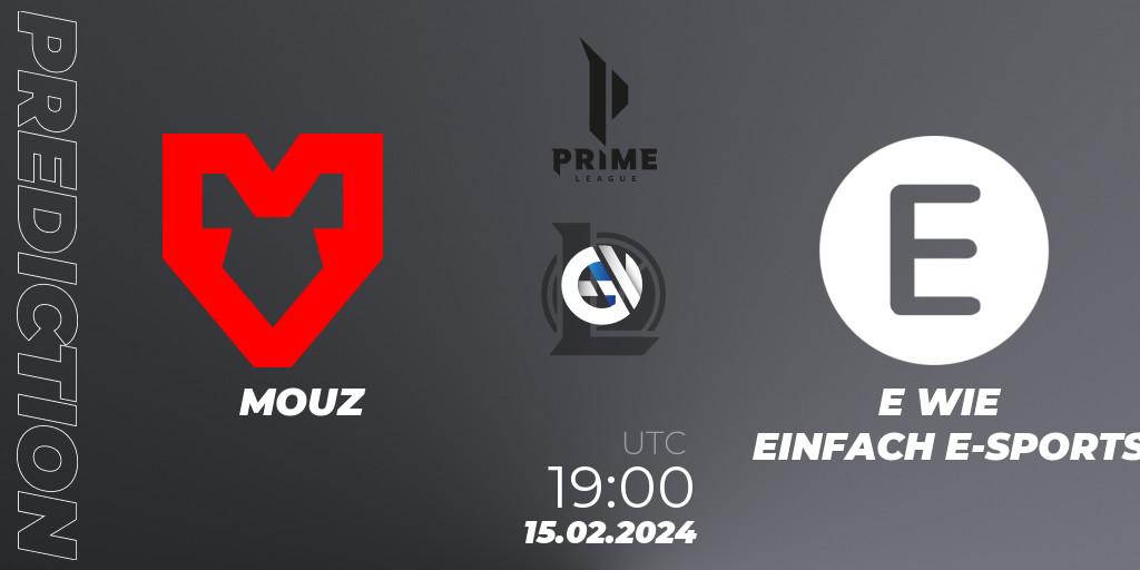 MOUZ vs E WIE EINFACH E-SPORTS: Match Prediction. 17.01.24, LoL, Prime League Spring 2024 - Group Stage