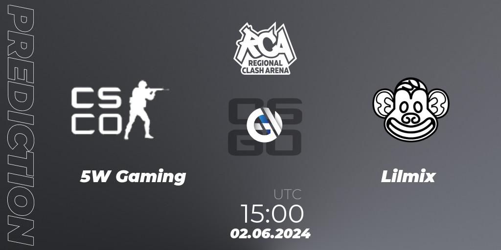 5W Gaming vs Lilmix: Match Prediction. 02.06.2024 at 15:00, Counter-Strike (CS2), Regional Clash Arena Europe: Closed Qualifier