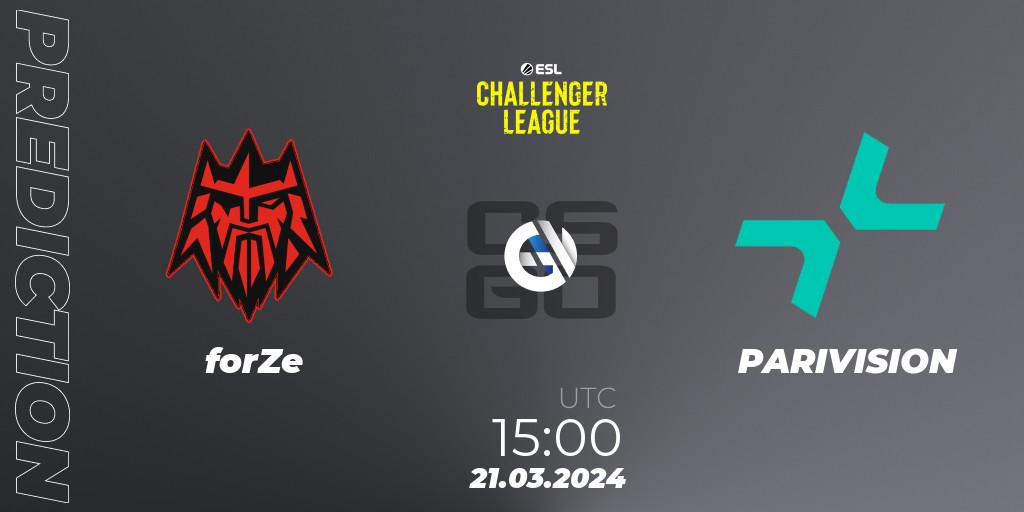 forZe vs PARIVISION: Match Prediction. 21.03.24, CS2 (CS:GO), ESL Challenger League Season 47: Europe
