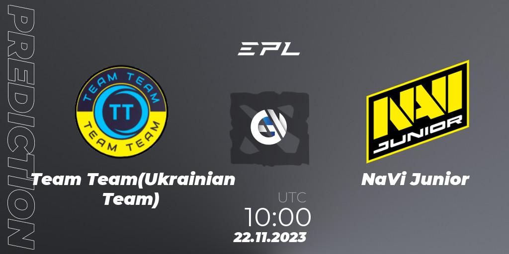 Team Team(Ukrainian Team) vs NaVi Junior: Match Prediction. 22.11.23, Dota 2, European Pro League Season 14
