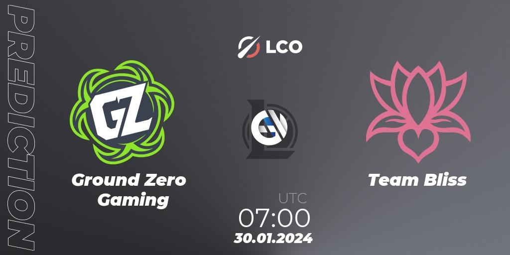 Ground Zero Gaming vs Team Bliss: Match Prediction. 30.01.24, LoL, LCO Split 1 2024 - Group Stage