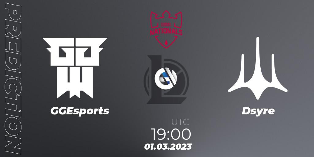 GGEsports vs Dsyre: Match Prediction. 01.03.2023 at 19:00, LoL, PG Nationals Spring 2023 - Group Stage