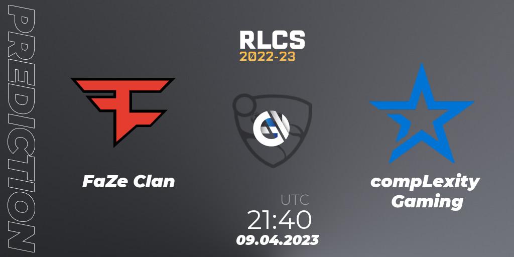 FaZe Clan vs compLexity Gaming: Match Prediction. 09.04.2023 at 21:55, Rocket League, RLCS 2022-23 - Winter Split Major