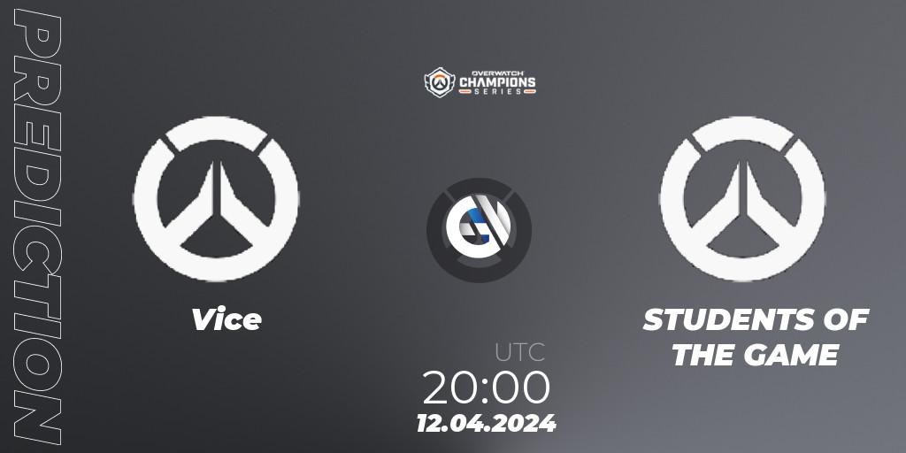 Vice vs STUDENTS OF THE GAME: Match Prediction. 12.04.2024 at 20:00, Overwatch, Overwatch Champions Series 2024 - North America Stage 2 Group Stage