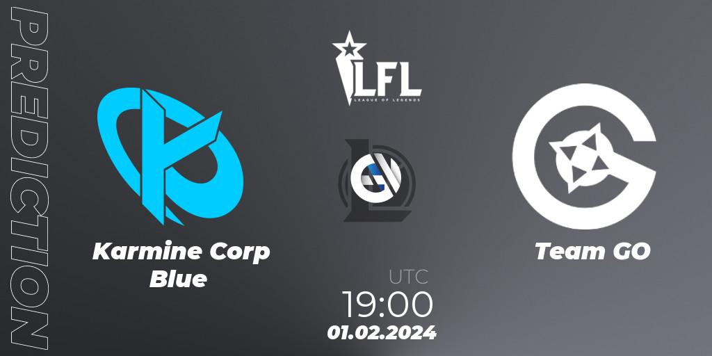 Karmine Corp Blue vs Team GO: Match Prediction. 01.02.24, LoL, LFL Spring 2024