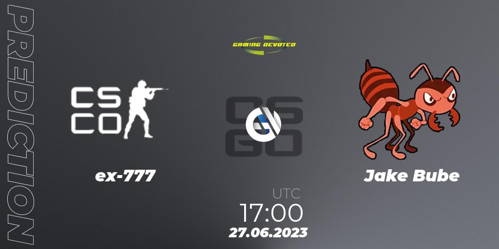 ex-777 vs Jake Bube: Match Prediction. 27.06.2023 at 17:00, Counter-Strike (CS2), Gaming Devoted Become The Best: Series #2