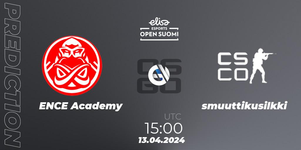 ENCE Academy vs smuuttikusilkki: Match Prediction. 13.04.24, CS2 (CS:GO), Elisa Open Suomi Season 6