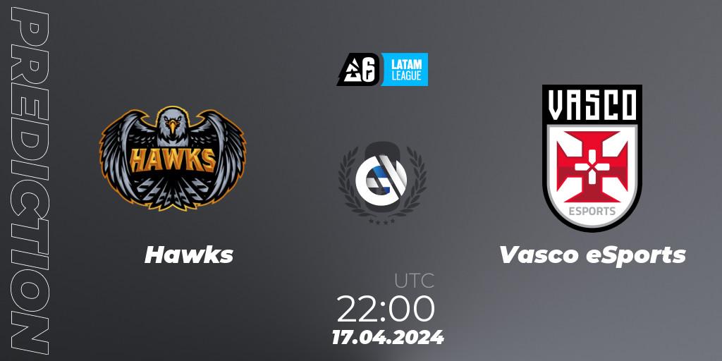 Hawks vs Vasco eSports: Match Prediction. 17.04.2024 at 22:00, Rainbow Six, LATAM League 2024 - Stage 1: LATAM South