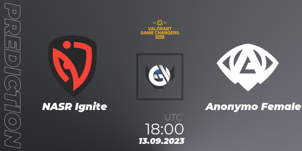 NASR Ignite vs Anonymo Female: Match Prediction. 13.09.2023 at 18:00, VALORANT, VCT 2023: Game Changers EMEA Stage 3 - Group Stage