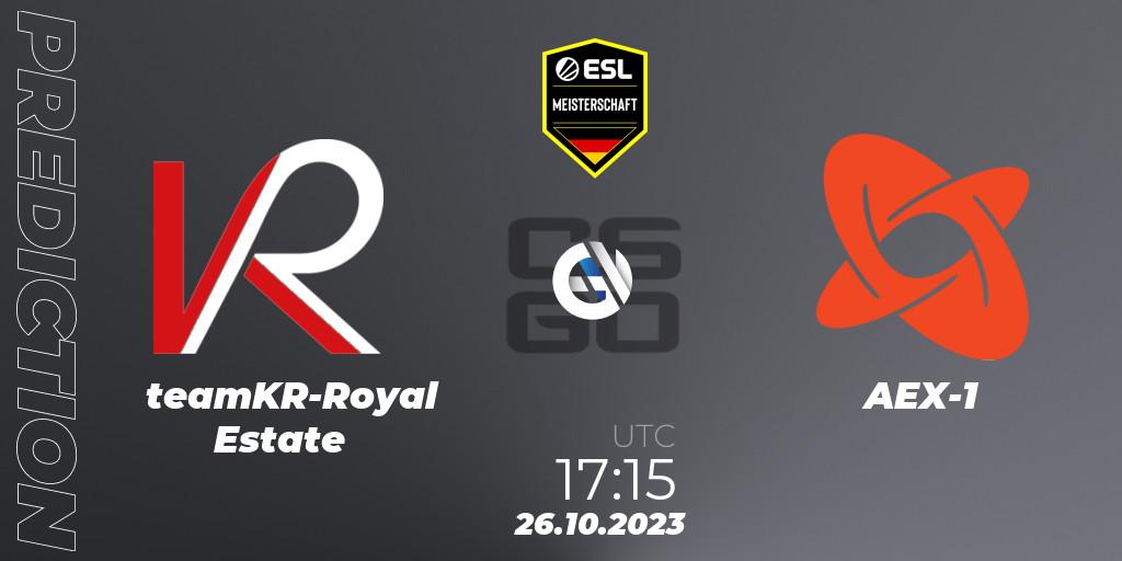 teamKR-Royal Estate vs AEX-1: Match Prediction. 26.10.23, CS2 (CS:GO), ESL Meisterschaft: Autumn 2023