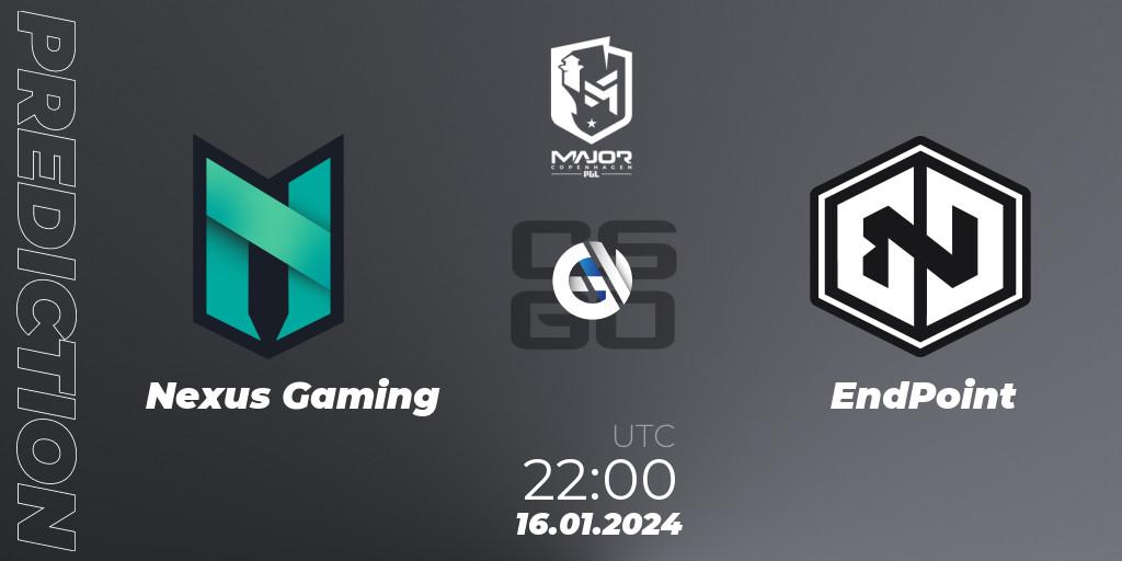 Nexus Gaming vs EndPoint: Match Prediction. 16.01.2024 at 22:00, Counter-Strike (CS2), PGL CS2 Major Copenhagen 2024 Europe RMR Open Qualifier 4