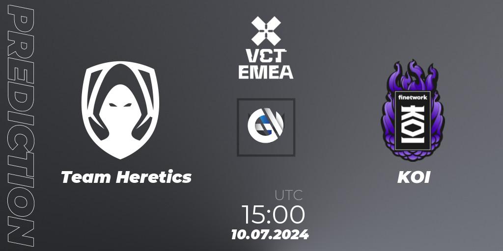 Team Heretics vs KOI: Match Prediction. 10.07.2024 at 16:00, VALORANT, VALORANT Champions Tour 2024: EMEA League - Stage 2 - Group Stage