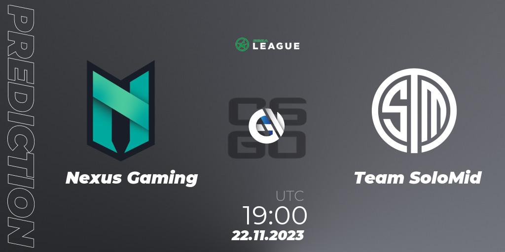Nexus Gaming vs Team SoloMid: Match Prediction. 23.11.2023 at 15:00, Counter-Strike (CS2), ESEA Season 47: Advanced Division - Europe