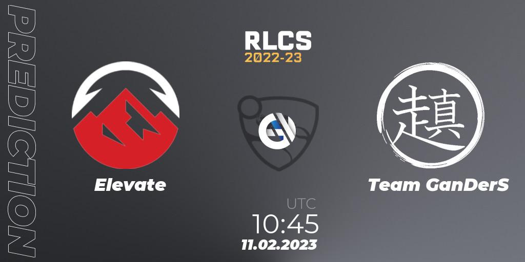 Elevate vs Team GanDerS: Match Prediction. 11.02.2023 at 10:45, Rocket League, RLCS 2022-23 - Winter: Asia-Pacific Regional 2 - Winter Cup