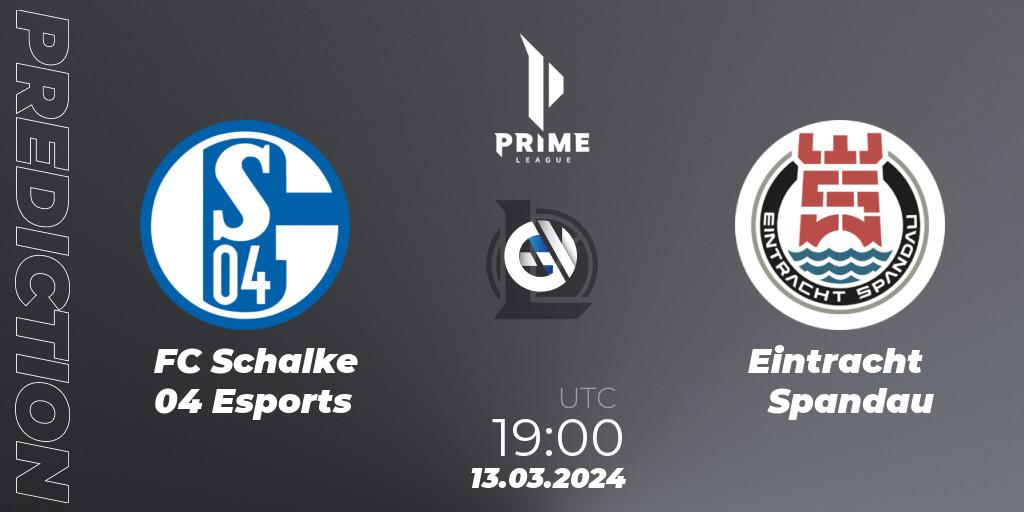 FC Schalke 04 Esports vs Eintracht Spandau: Match Prediction. 13.03.24, LoL, Prime League Spring 2024 - Group Stage