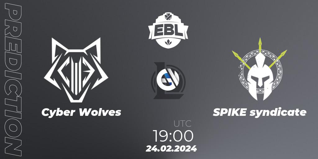Cyber Wolves vs SPIKE syndicate: Match Prediction. 24.02.24, LoL, Esports Balkan League Season 14