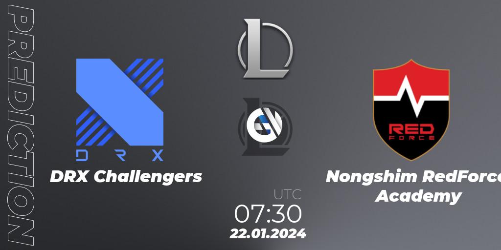 DRX Challengers vs Nongshim RedForce Academy: Match Prediction. 22.01.24, LoL, LCK Challengers League 2024 Spring - Group Stage