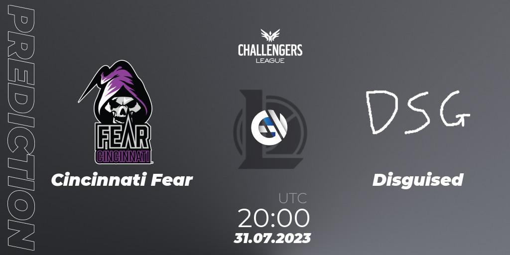 Cincinnati Fear vs Disguised: Match Prediction. 30.07.2023 at 20:00, LoL, North American Challengers League 2023 Summer - Playoffs