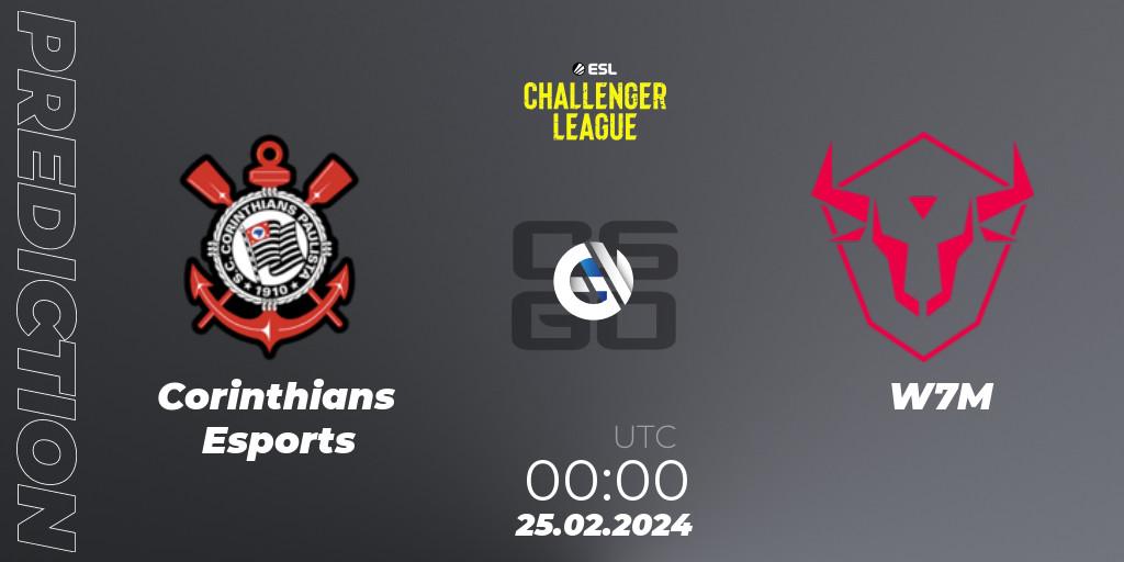 Corinthians Esports vs W7M: Match Prediction. 25.02.2024 at 00:00, Counter-Strike (CS2), ESL Challenger League Season 47: South America