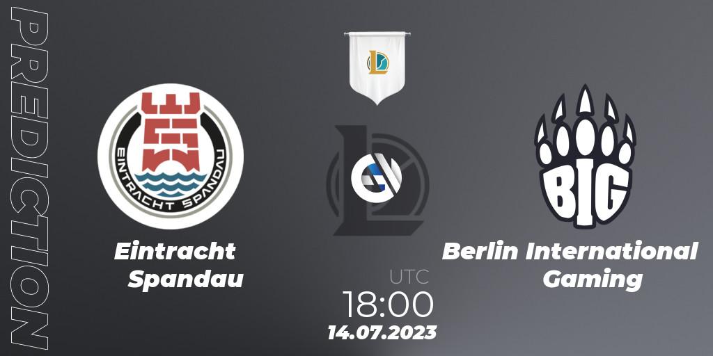 Eintracht Spandau vs Berlin International Gaming: Match Prediction. 14.07.23, LoL, Prime League Summer 2023 - Group Stage