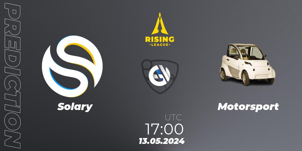 Solary vs Motorsport: Match Prediction. 13.05.2024 at 17:00, Rocket League, Rising League 2024 — Split 1 — Main Event