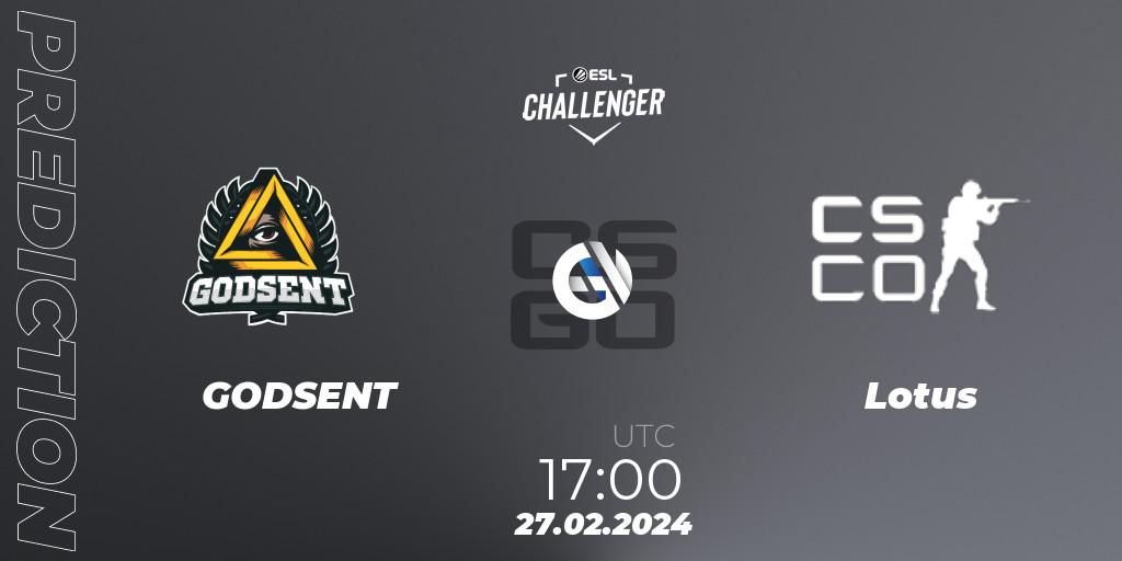 GODSENT vs Lotus: Match Prediction. 27.02.2024 at 17:00, Counter-Strike (CS2), ESL Challenger #56: European Open Qualifier