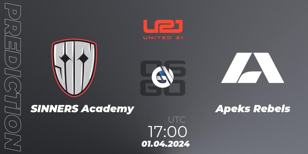 SINNERS Academy vs Apeks Rebels: Match Prediction. 01.04.24, CS2 (CS:GO), United21 Season 12: Division 2