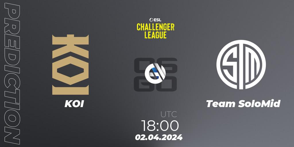 KOI vs Team SoloMid: Match Prediction. 02.04.24, CS2 (CS:GO), ESL Challenger League Season 47: Europe