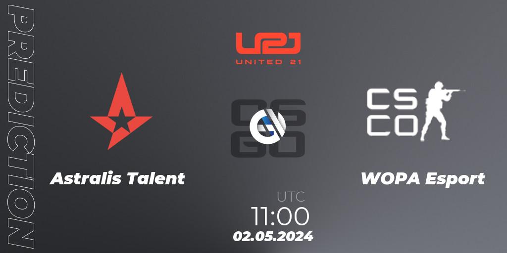 Astralis Talent vs WOPA Esport: Match Prediction. 02.05.2024 at 11:00, Counter-Strike (CS2), United21 Season 15