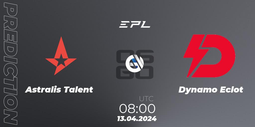 Astralis Talent vs Dynamo Eclot: Match Prediction. 15.04.24, CS2 (CS:GO), European Pro League Season 15