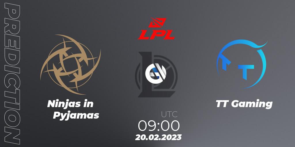 Ninjas in Pyjamas vs TT Gaming: Match Prediction. 20.02.23, LoL, LPL Spring 2023 - Group Stage