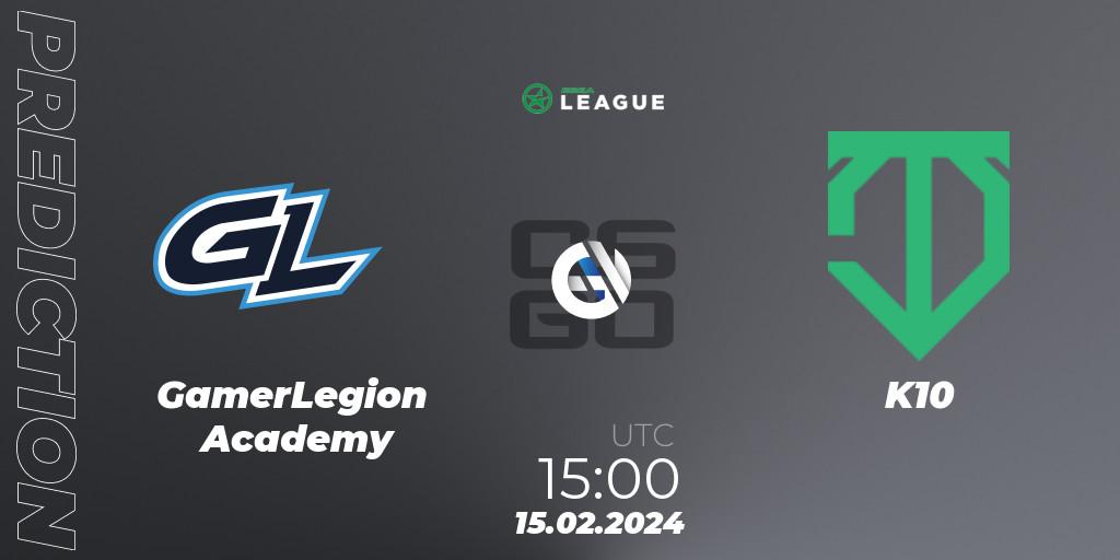 GamerLegion Academy vs K10: Match Prediction. 15.02.2024 at 15:00, Counter-Strike (CS2), ESEA Season 48: Advanced Division - Europe