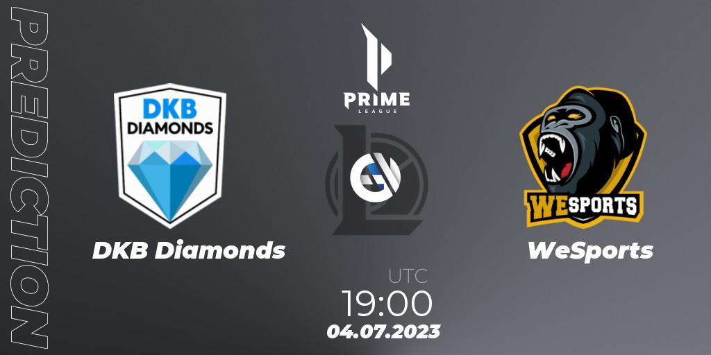 DKB Diamonds vs WeSports: Match Prediction. 04.07.2023 at 19:00, LoL, Prime League 2nd Division Summer 2023