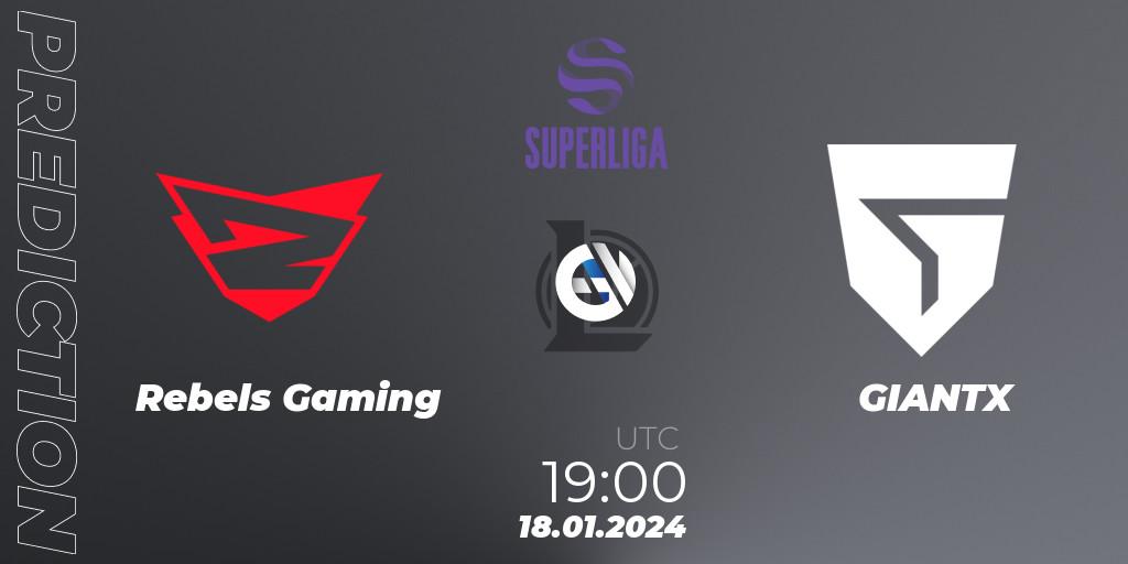 Rebels Gaming vs GIANTX Academy: Match Prediction. 18.01.2024 at 19:00, LoL, Superliga Spring 2024 - Group Stage