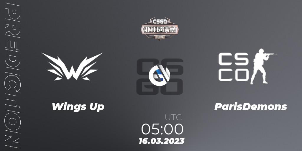 Wings Up vs ParisDemons: Match Prediction. 16.03.2023 at 05:00, Counter-Strike (CS2), Baidu Cup Invitational #2