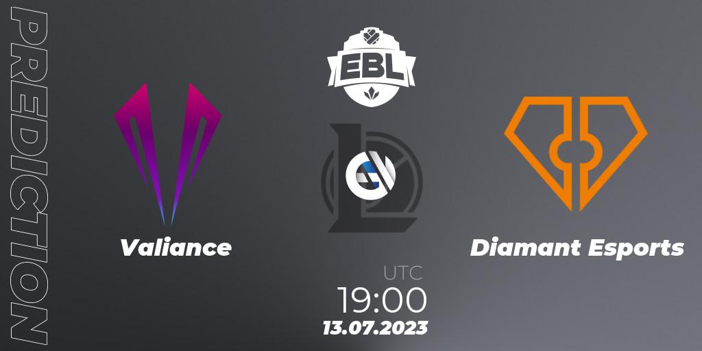 Valiance vs Diamant Esports: Match Prediction. 13.07.23, LoL, Esports Balkan League Season 13