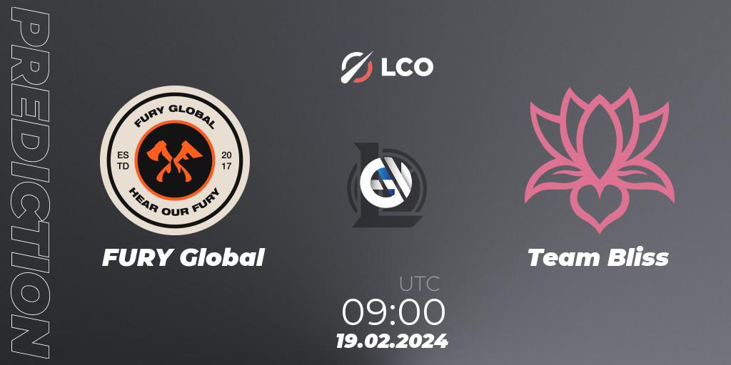 FURY Global vs Team Bliss: Match Prediction. 19.02.24, LoL, LCO Split 1 2024 - Group Stage