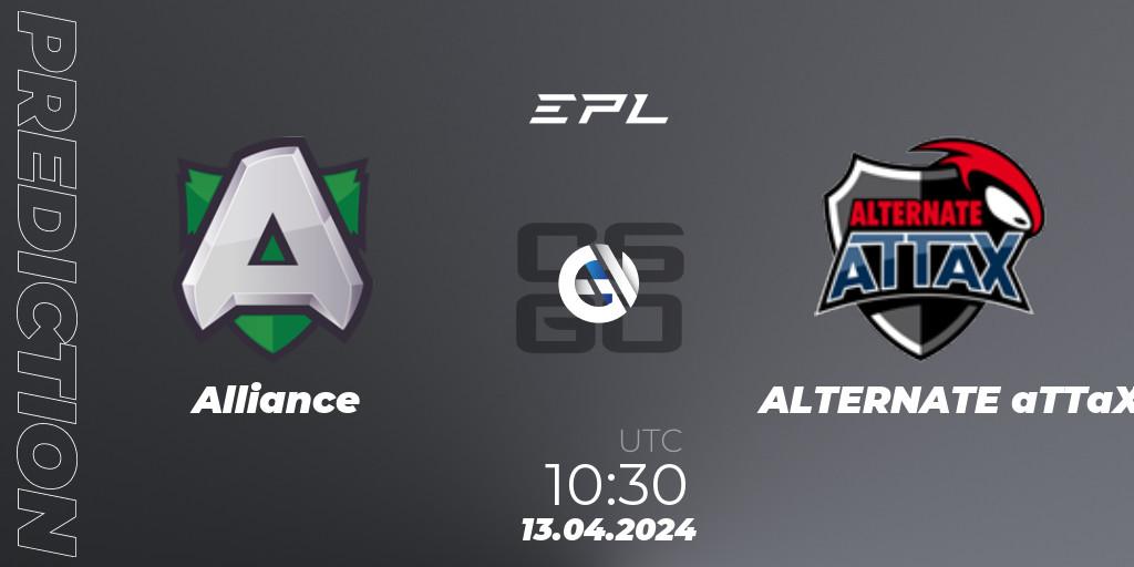 Alliance vs ALTERNATE aTTaX: Match Prediction. 13.04.24, CS2 (CS:GO), European Pro League Season 15