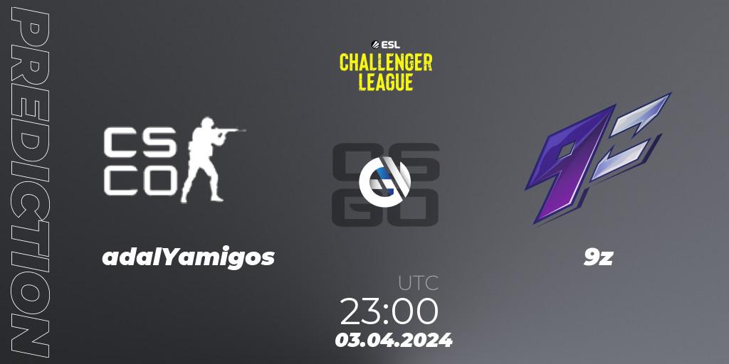 adalYamigos vs 9z: Match Prediction. 03.04.24, CS2 (CS:GO), ESL Challenger League Season 47: South America