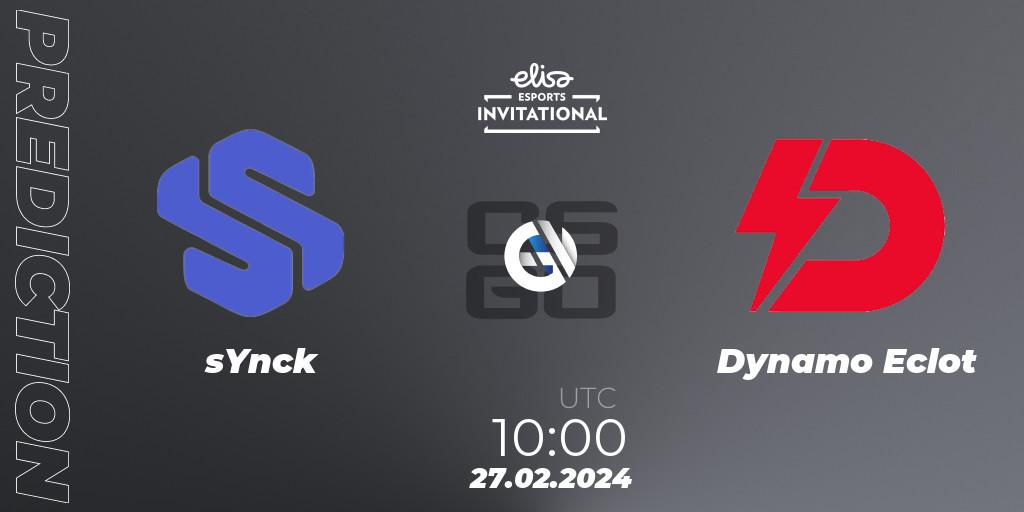 sYnck vs Dynamo Eclot: Match Prediction. 27.02.24, CS2 (CS:GO), Elisa Invitational Spring 2024 Contenders