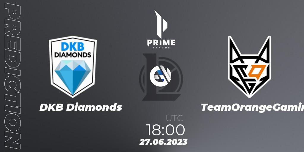 DKB Diamonds vs TeamOrangeGaming: Match Prediction. 27.06.2023 at 18:00, LoL, Prime League 2nd Division Summer 2023