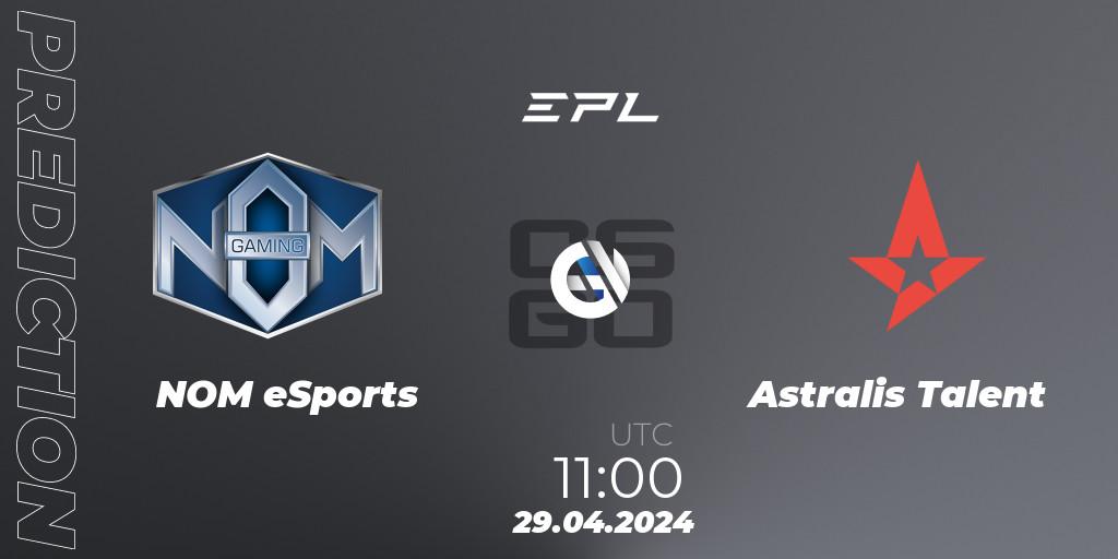 NOM eSports vs Astralis Talent: Match Prediction. 29.04.2024 at 11:00, Counter-Strike (CS2), European Pro League Season 17: Division 2