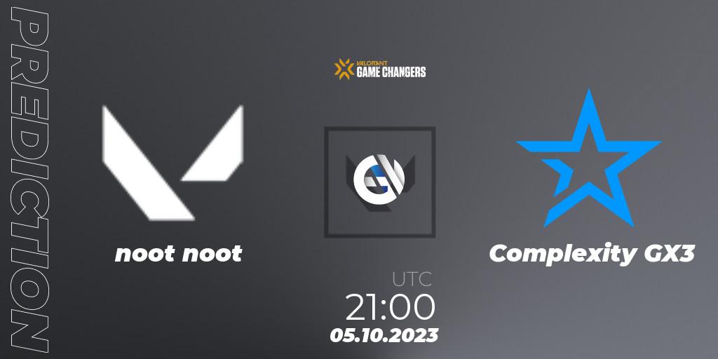 noot noot vs Complexity GX3: Match Prediction. 05.10.2023 at 21:00, VALORANT, VCT 2023: Game Changers North America Series S3