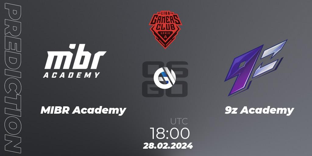 MIBR Academy vs 9z Academy: Match Prediction. 28.02.24, CS2 (CS:GO), Gamers Club Liga Série A: February 2024