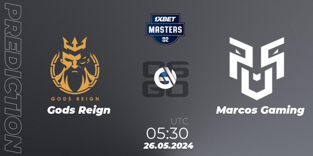 Gods Reign vs Marcos Gaming: Match Prediction. 26.05.2024 at 05:40, Counter-Strike (CS2), Dust2.in Masters #10